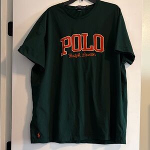 Polo by Ralph Lauren Forest Green Tee with Orange Logo